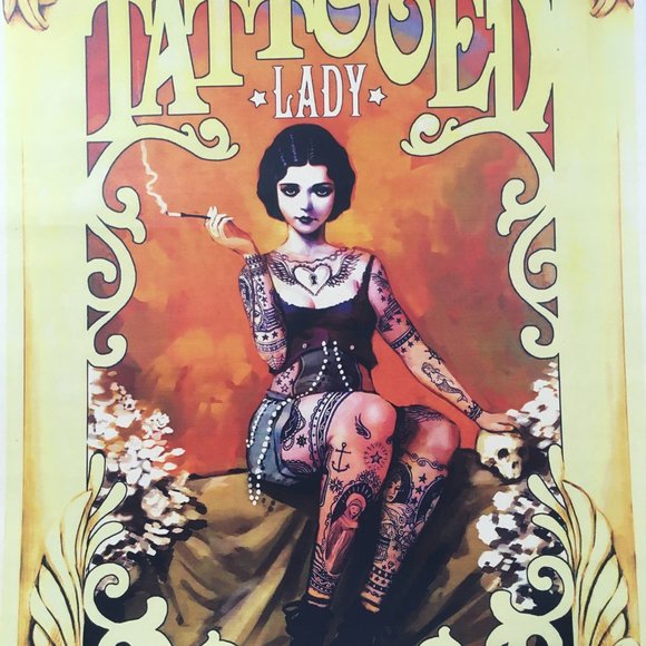Freakshow Circus Poster Tattoo Girl Freak Show Carnival Vintage Style Art Print - Picture 6 of 8